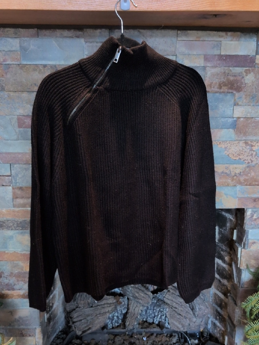 OAK & IVY Women's Black Ribbed Half-Zip Sweater